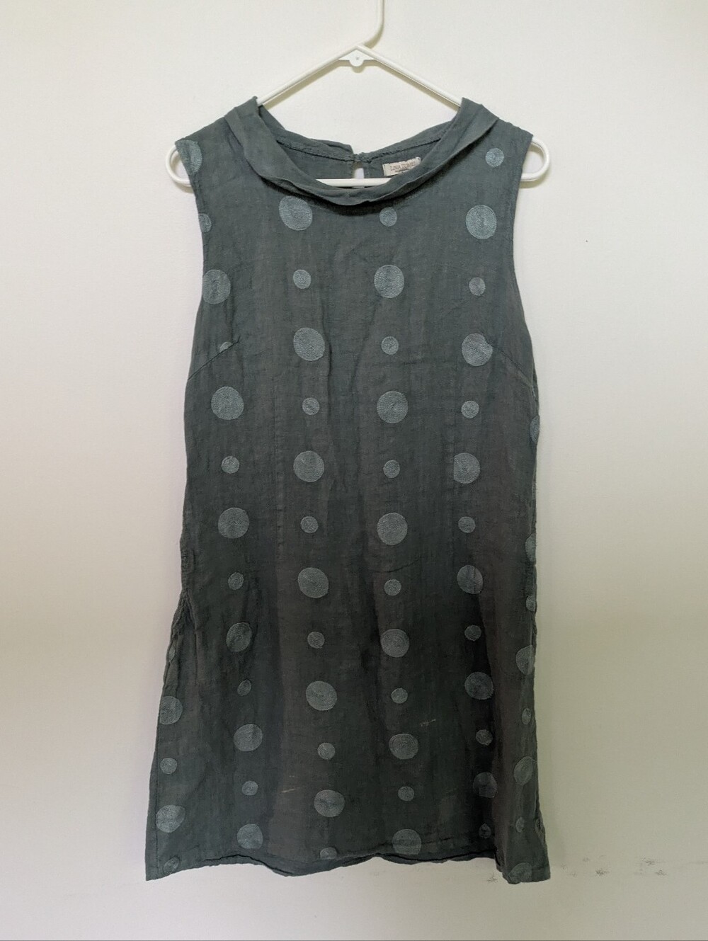 Lina Tomei Dress Linen Italy Teal Medium